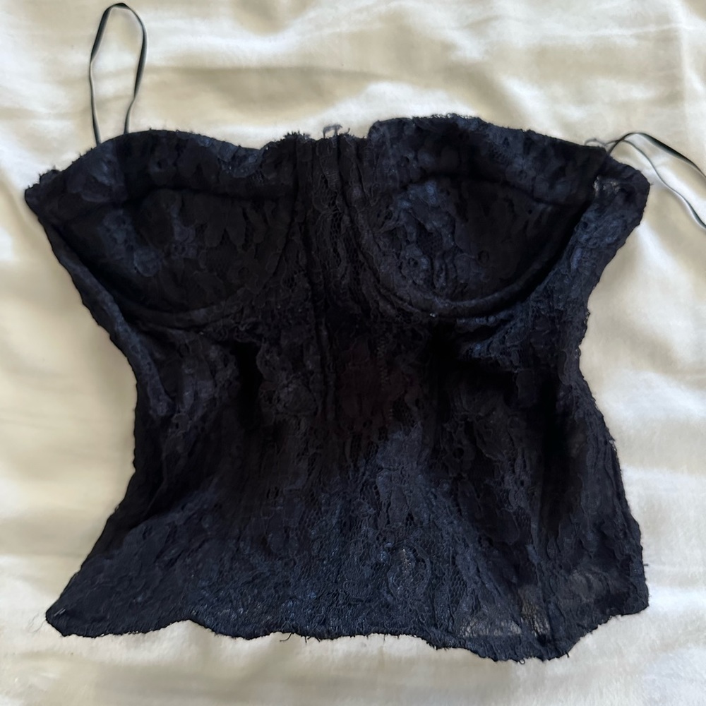 edited size small black lace strapless corset